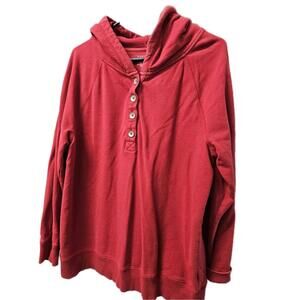 Sonoma Fuschia Hoodie Henley  Sweatshirt XL Womens Red Lightweight Longsleeve